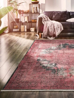 Vintage-Teppich, Karmin