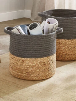 Korb, Anthrazit/Natur 6 Korb, Anthrazit/Natur -Einrichtungsgegenstände Geschäft Bandra Korb Dunkelgrau AnthrazitNatur mil