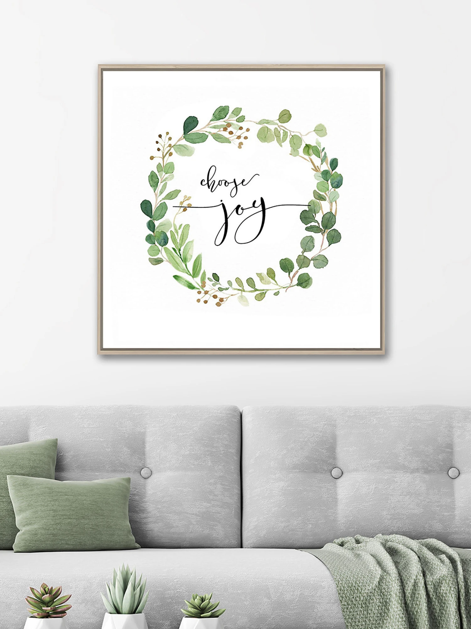 Leinwand-Druck-gerahmt, Weiss/Grün Leinwand-Druck-gerahmt, Weiss/Grün -Einrichtungsgegenstände Geschäft ChooseJoy Druckgerahmt Gruen WeissGruen 32x32 mil