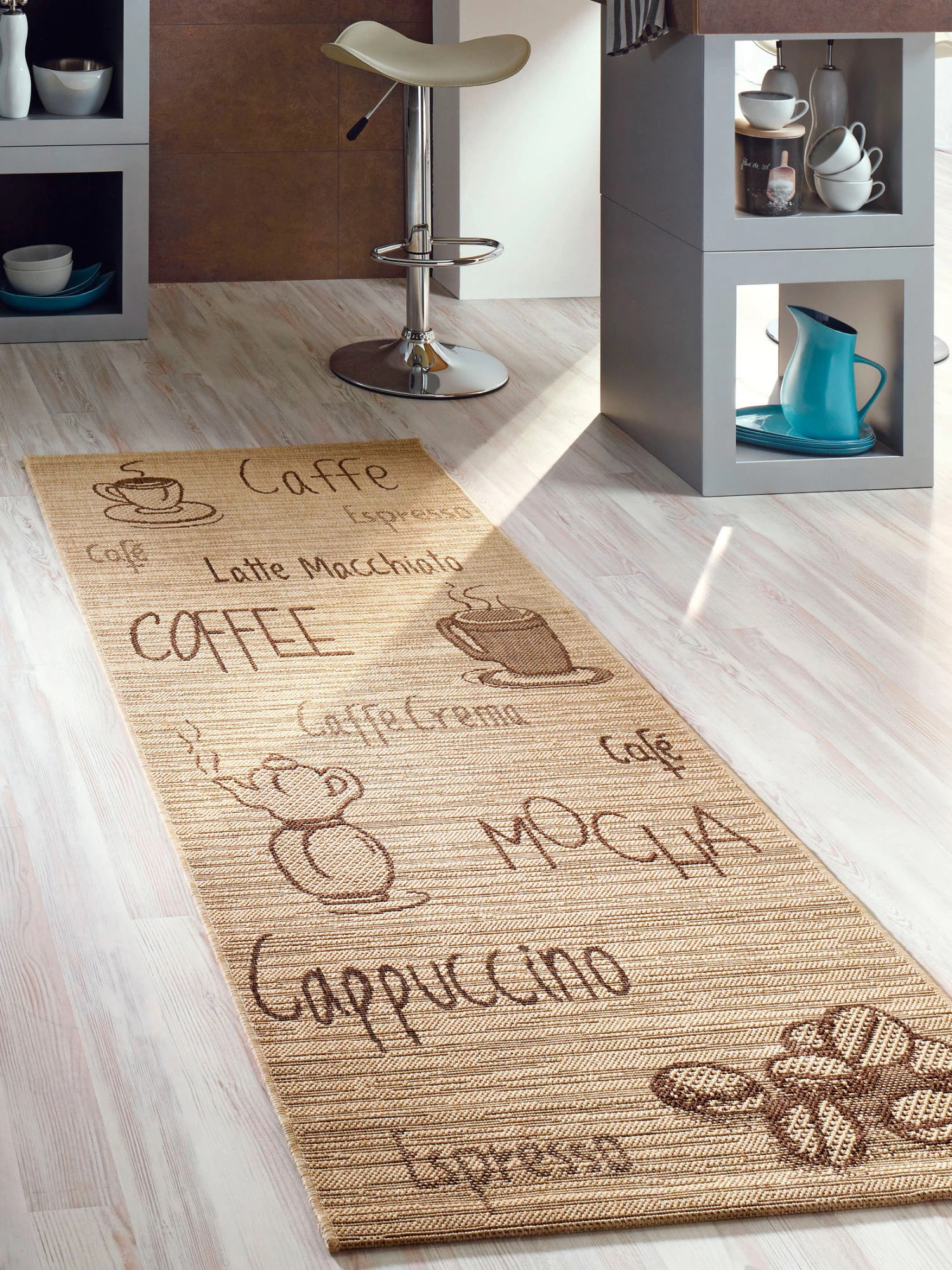 Küchenläufer, Beige Küchenläufer, Beige -Einrichtungsgegenstände Geschäft Cuisine Flachgewebeteppich Beige mil