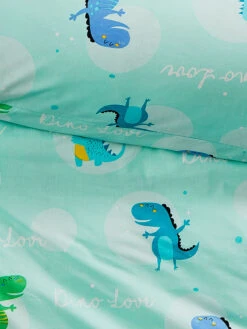 Kinderbettwäsche, Mint -Einrichtungsgegenstände Geschäft DinoLand Bettwaesche tuerkis Mint 135x200 lup