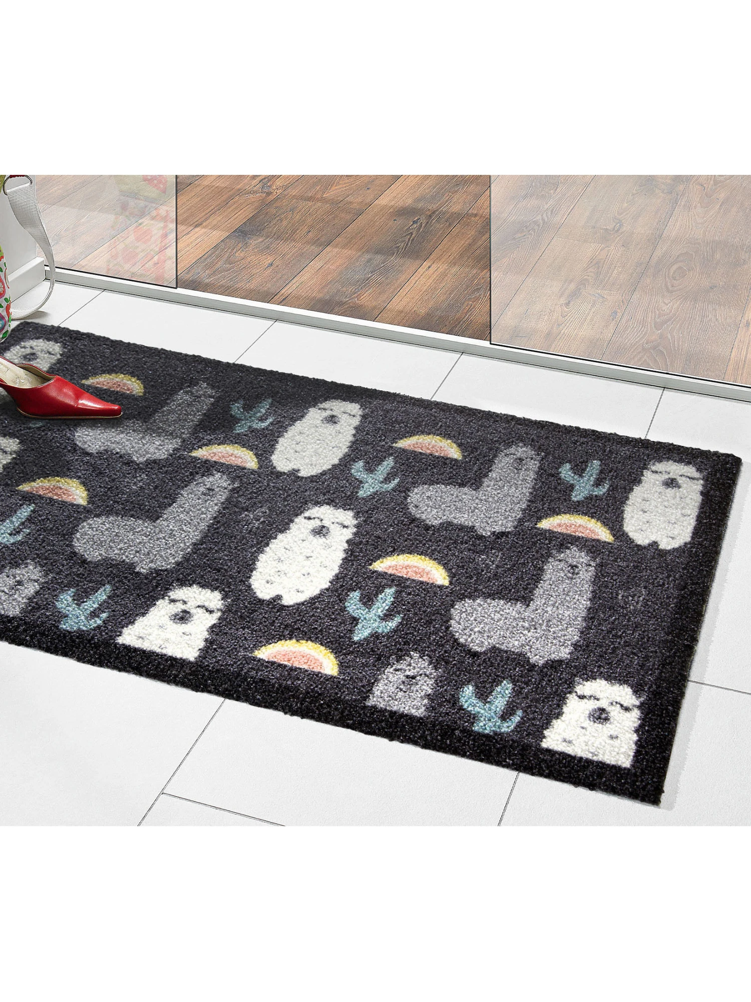 Fußmatte, Lama All Over Fußmatte, Lama All Over -Einrichtungsgegenstände Geschäft Fashion Fussmatte grau LamaAllOver 50x80 mil