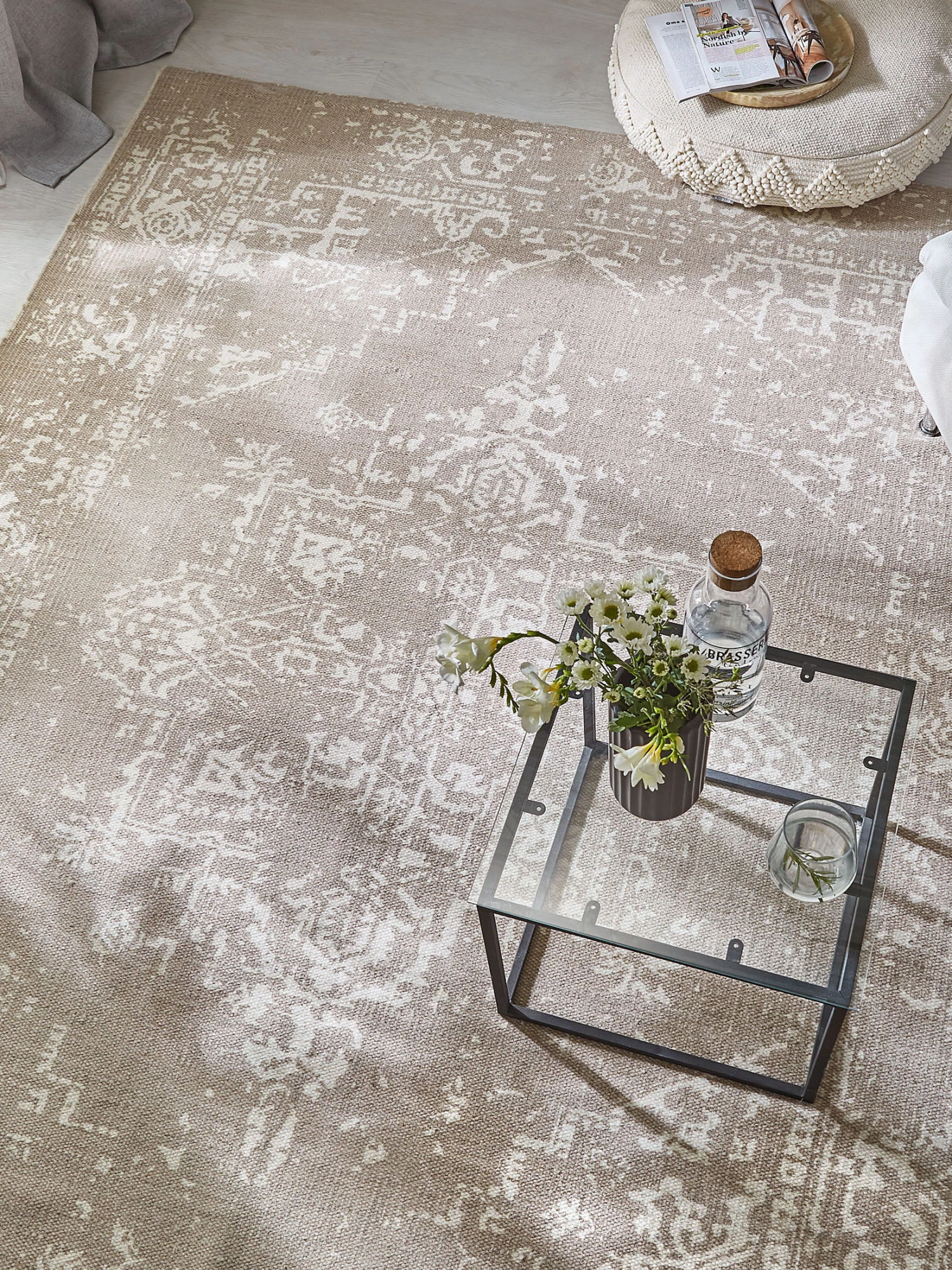 Baumwoll-Teppich, Vintage Beige Baumwoll-Teppich, Vintage Beige -Einrichtungsgegenstände Geschäft Henfield FlachgewebeTeppich Beige VintageBeige 170x240 mil2