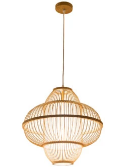 Hängeleuchte, Bambus -Einrichtungsgegenstände Geschäft Imari Pendelleuchte Beige Bambus 42x42x40 per2