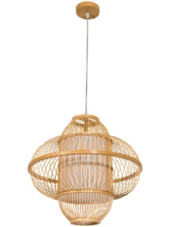 Hängeleuchte, Bambus -Einrichtungsgegenstände Geschäft Imari Pendelleuchte Beige Bambus 42x42x40 per3