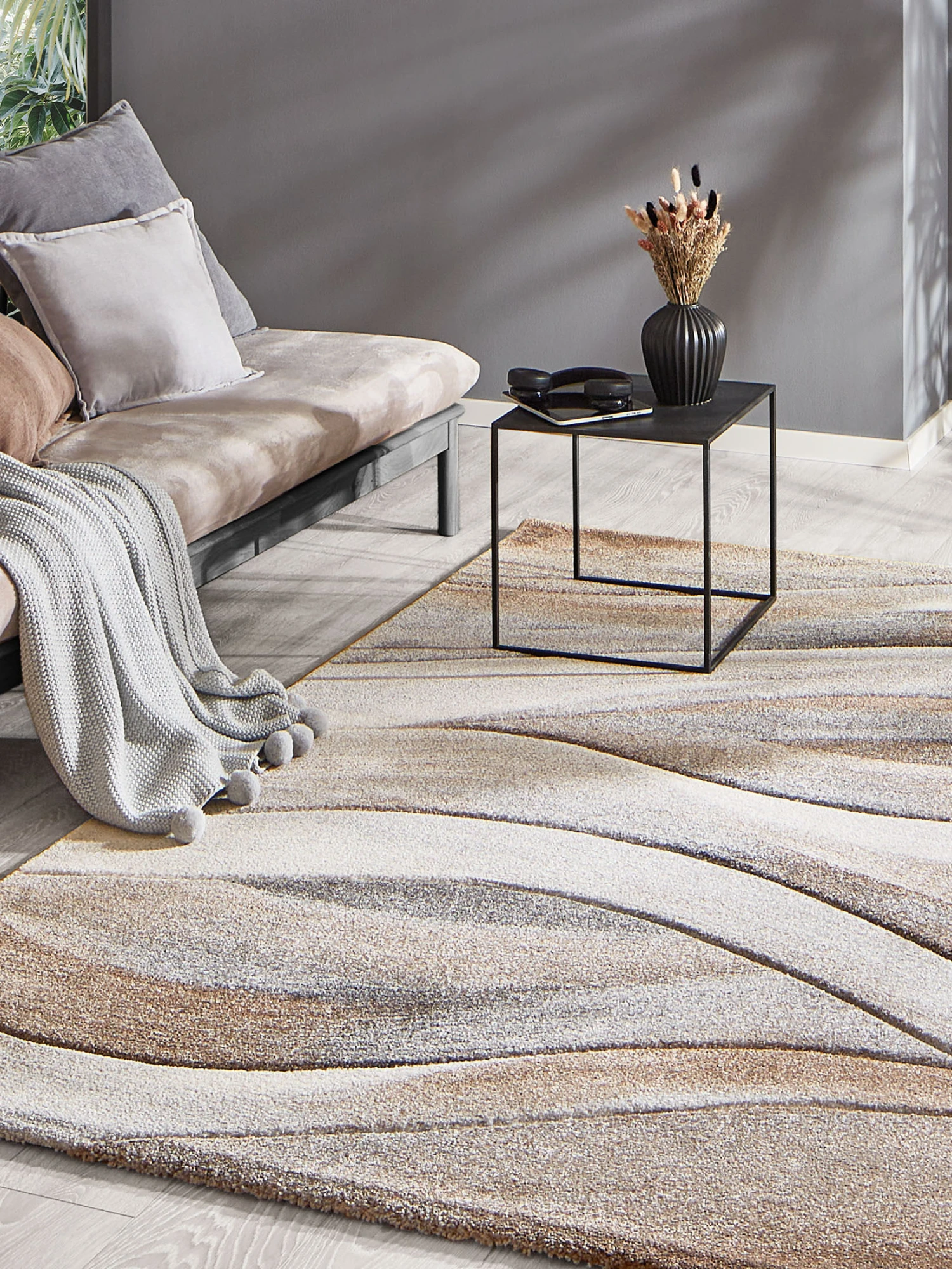 Moderner Teppich, Mandel Moderner Teppich, Mandel -Einrichtungsgegenstände Geschäft Kaleidoskop ModernerTeppich Braun Mandel 160x230 mil2