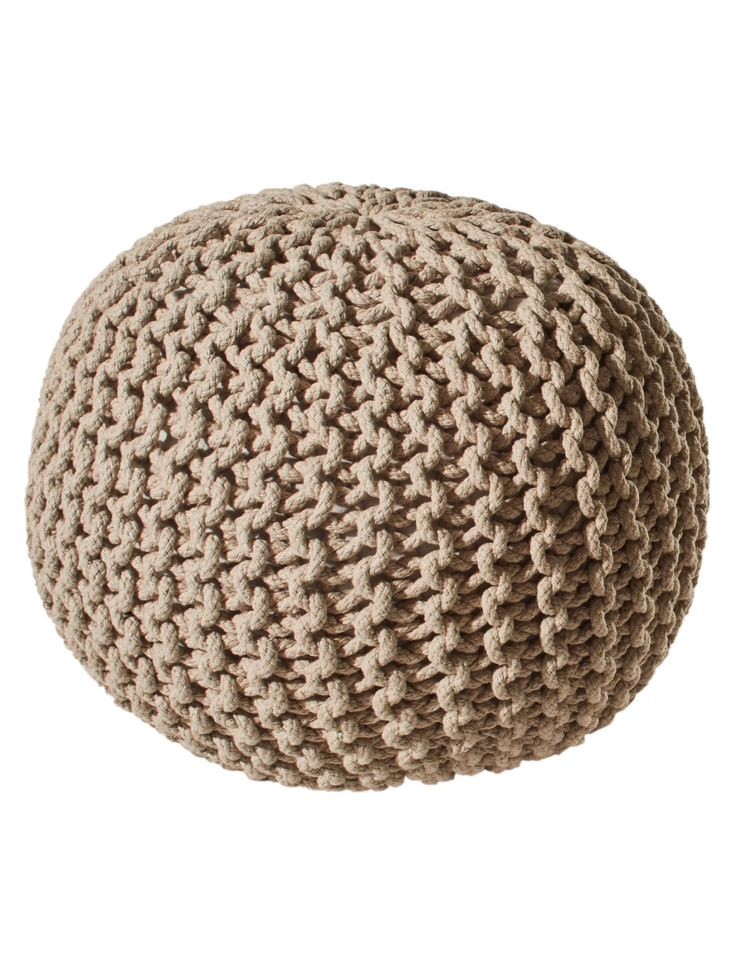 Strick-Pouf, Beige Strick-Pouf, Beige -Einrichtungsgegenstände Geschäft Kiruna Sitzpouf beige rund per