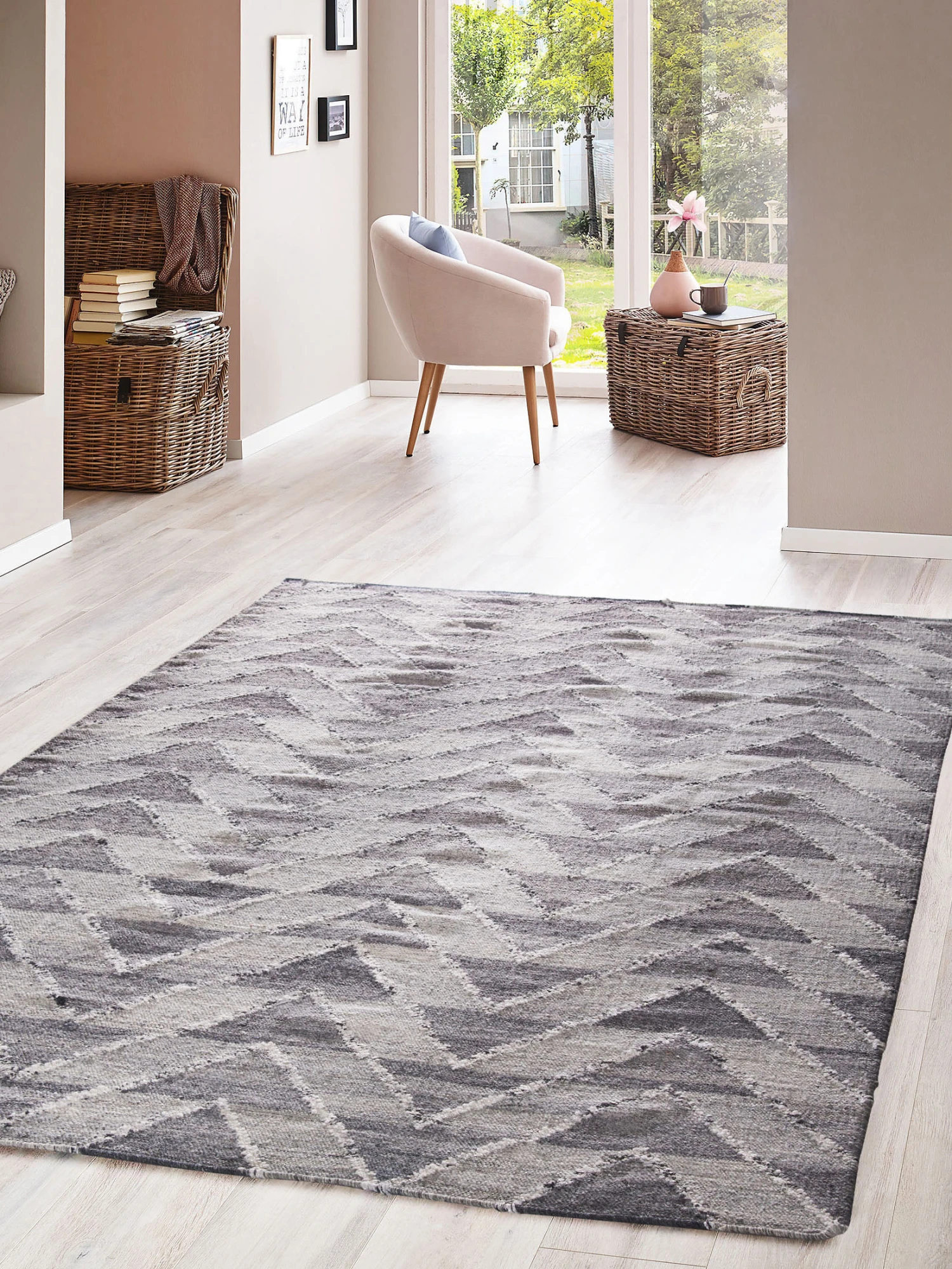 Kelim, Steingrau Kelim, Steingrau -Einrichtungsgegenstände Geschäft Laholm Kelim grau steingrau 170x240 mil