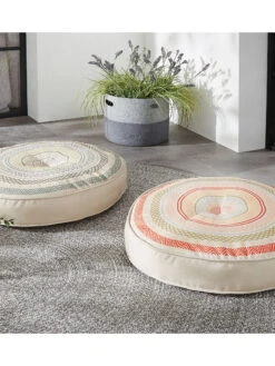 Outdoorkissen, Blau 5 Outdoorkissen, Blau -Einrichtungsgegenstände Geschäft Leonora Bodenkissen Rosa Blau 60rund mil 1