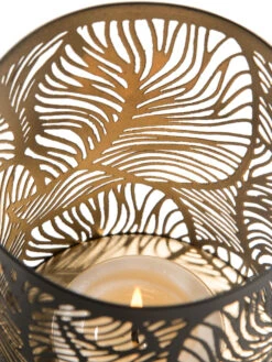 Windlicht, Black/Gold -Einrichtungsgegenstände Geschäft Lisborg Windlicht Schwarz BlackGold 10x10x14 lup1