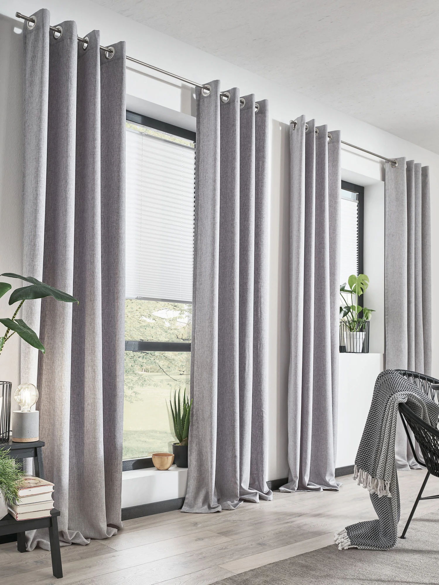 Ösenschal, Silber Ösenschal, Silber -Einrichtungsgegenstände Geschäft Malia Gardine Oesenschal hellgrau Silber 140x245 mil2