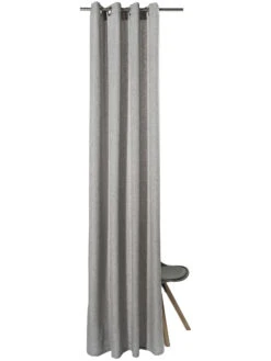Ösenschal, Silber 5 Ösenschal, Silber -Einrichtungsgegenstände Geschäft Malia Gardine Oesenschal hellgrau Silber 140x245 pla2