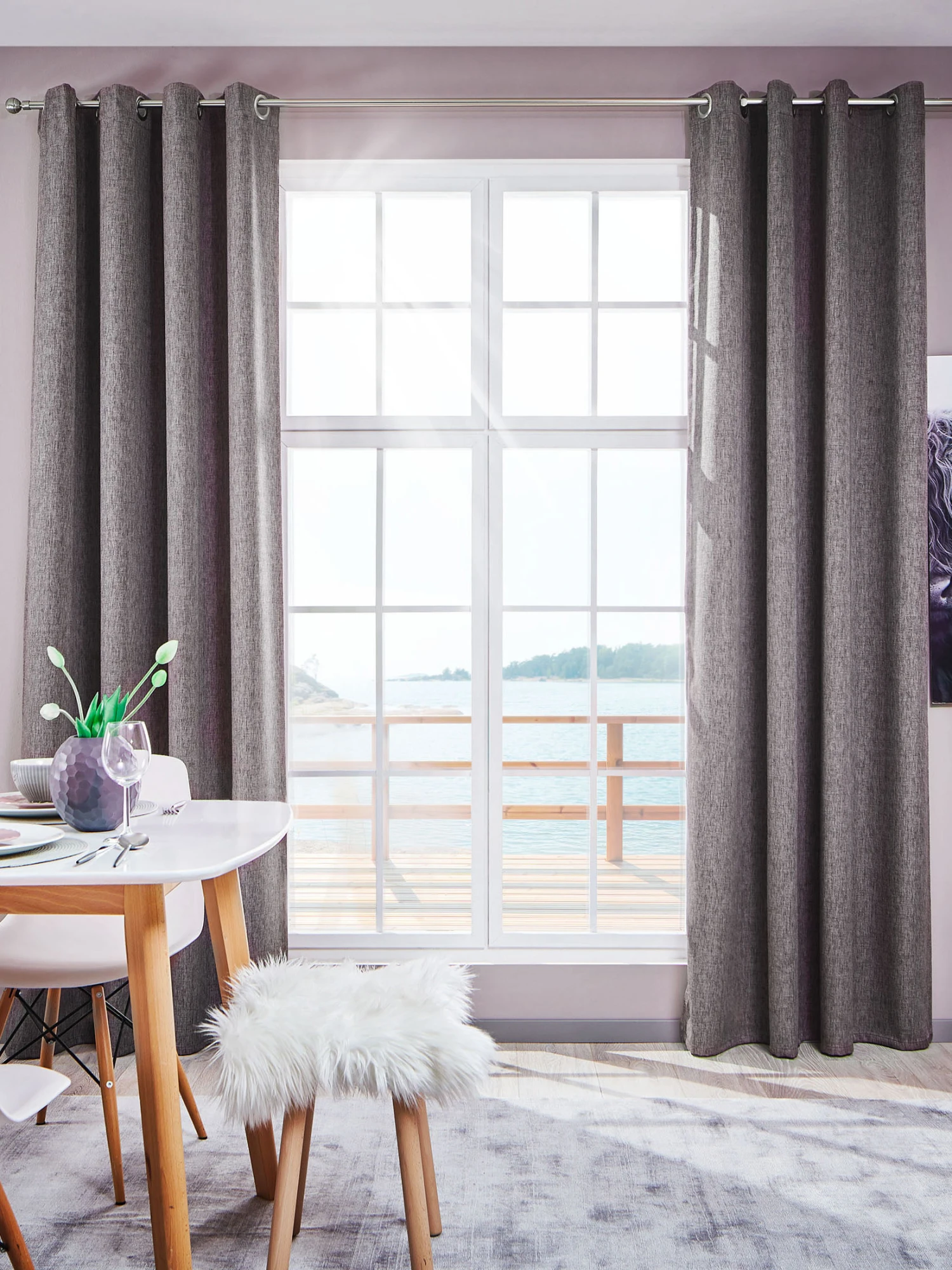 Ösenschal, Anthrazit Ösenschal, Anthrazit -Einrichtungsgegenstände Geschäft Malia Gardine Oesenschal schwarz Anthrazit 140x245 mil