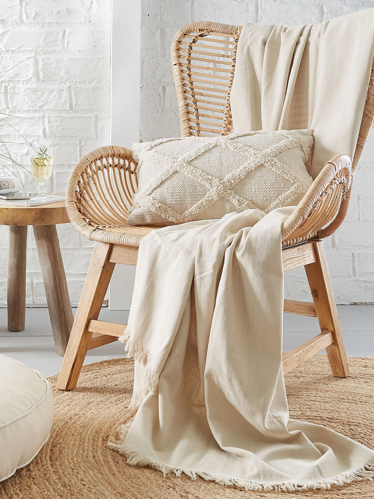 Decke, Sand Decke, Sand -Einrichtungsgegenstände Geschäft Manessa Decke Beige Sand 150x200 mil