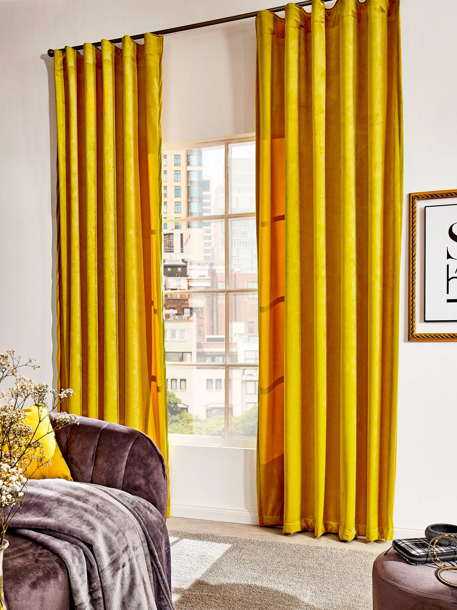 Vorhang mit Gardinenband, Senf Vorhang Mit Gardinenband, Senf -Einrichtungsgegenstände Geschäft Marilana Gardine verdeckteSchlaufe Gelb Senf 140x245 mil