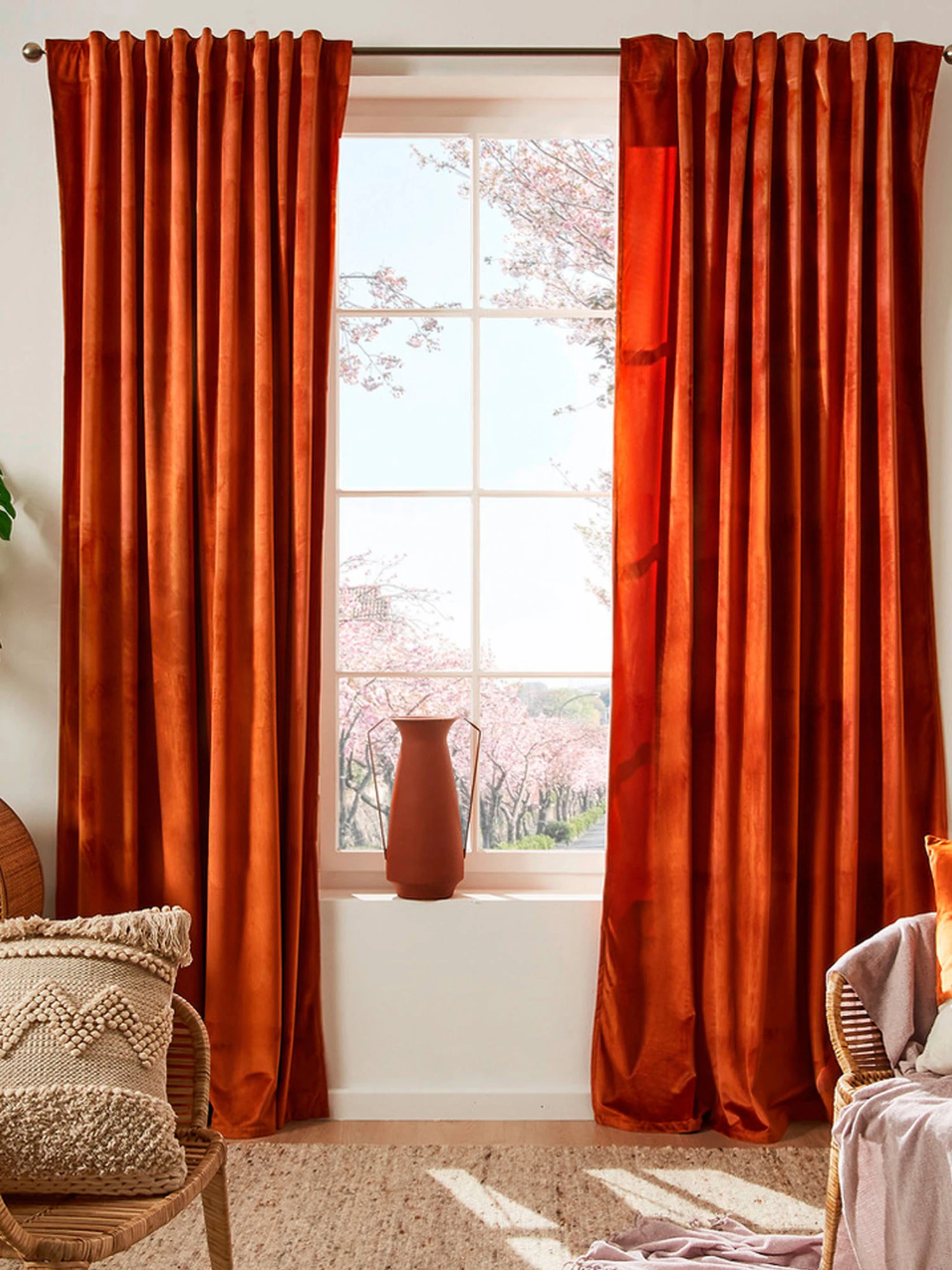 Vorhang mit Gardinenband, Kupfer Vorhang Mit Gardinenband, Kupfer -Einrichtungsgegenstände Geschäft Marilana Gardine verdeckteSchlaufe Orange Kupfer 140x245 mil2