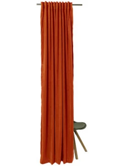Vorhang Mit Gardinenband, Kupfer 4 Vorhang Mit Gardinenband, Kupfer -Einrichtungsgegenstände Geschäft Marilana Gardine verdeckteSchlaufe Orange Kupfer 140x245 pla2