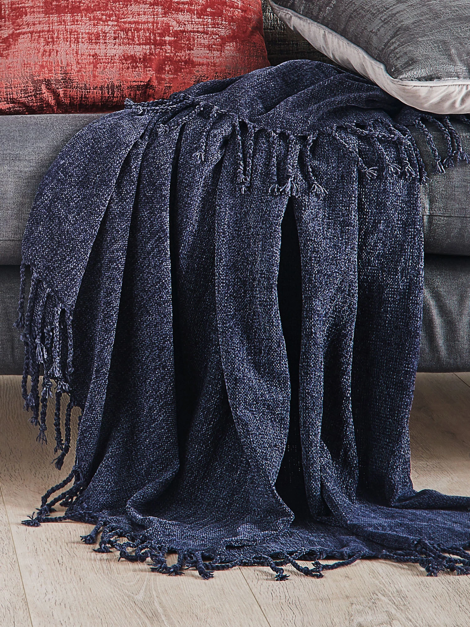 Decke, Navy Decke, Navy -Einrichtungsgegenstände Geschäft Mirasol Decke Dunkelblau Navy 150x200 mil