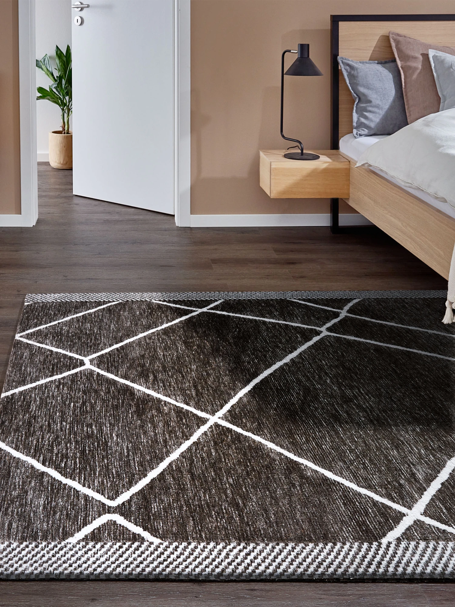 Moderner Teppich, Charcoal Moderner Teppich, Charcoal -Einrichtungsgegenstände Geschäft Nikkala ModernerTeppich SchwarzWeiss Charcoal 170x240 mil