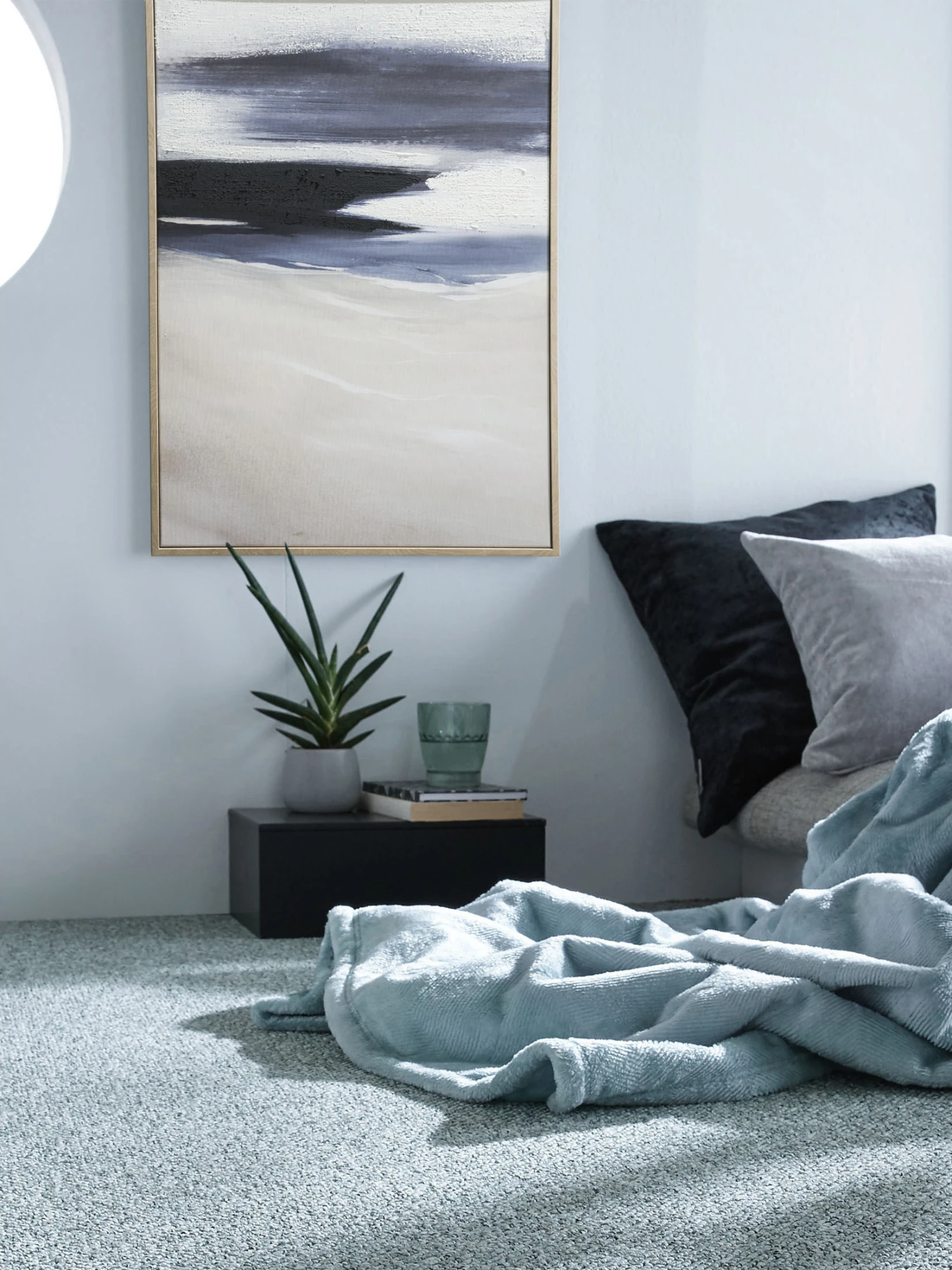 Leinwand-Druck-handbemalt, Blau Leinwand-Druck-handbemalt, Blau -Einrichtungsgegenstände Geschäft Orkan Druckgerahmt Beige Blau 50x70 mil