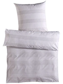 Renforcé-Bettwäsche, Grau/Weiss -Einrichtungsgegenstände Geschäft Salieri Bettwaesche Grau GrauWeiss 135x200 pla