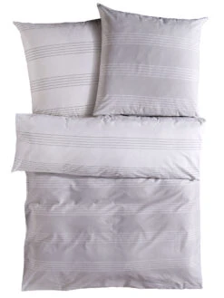 Renforcé-Bettwäsche, Grau/Weiss -Einrichtungsgegenstände Geschäft Salieri Bettwaesche Grau GrauWeiss 135x200 pla2