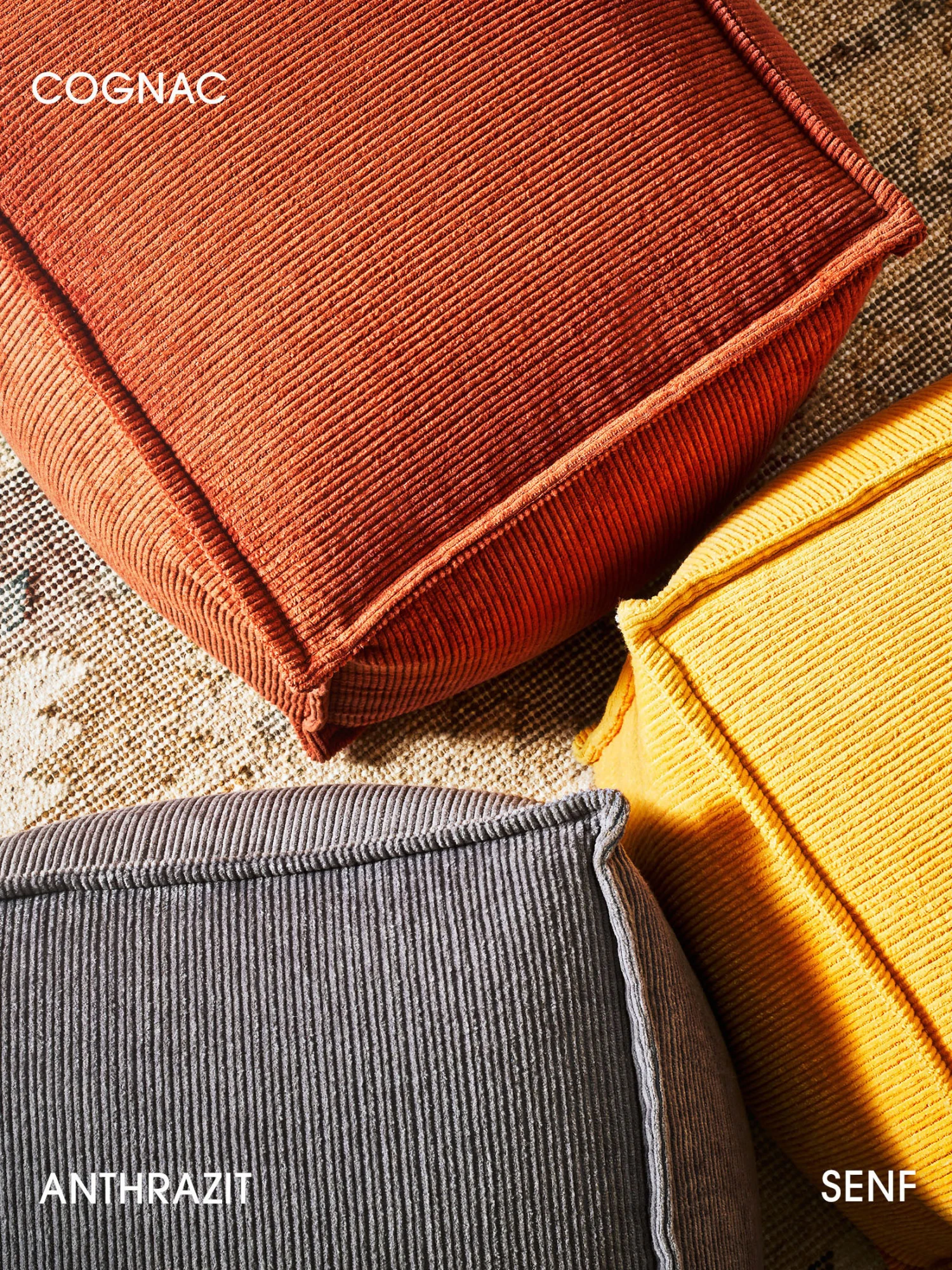 Pouf, Senf Pouf, Senf -Einrichtungsgegenstände Geschäft Samson Pouf diverse eckig 40x40 mil