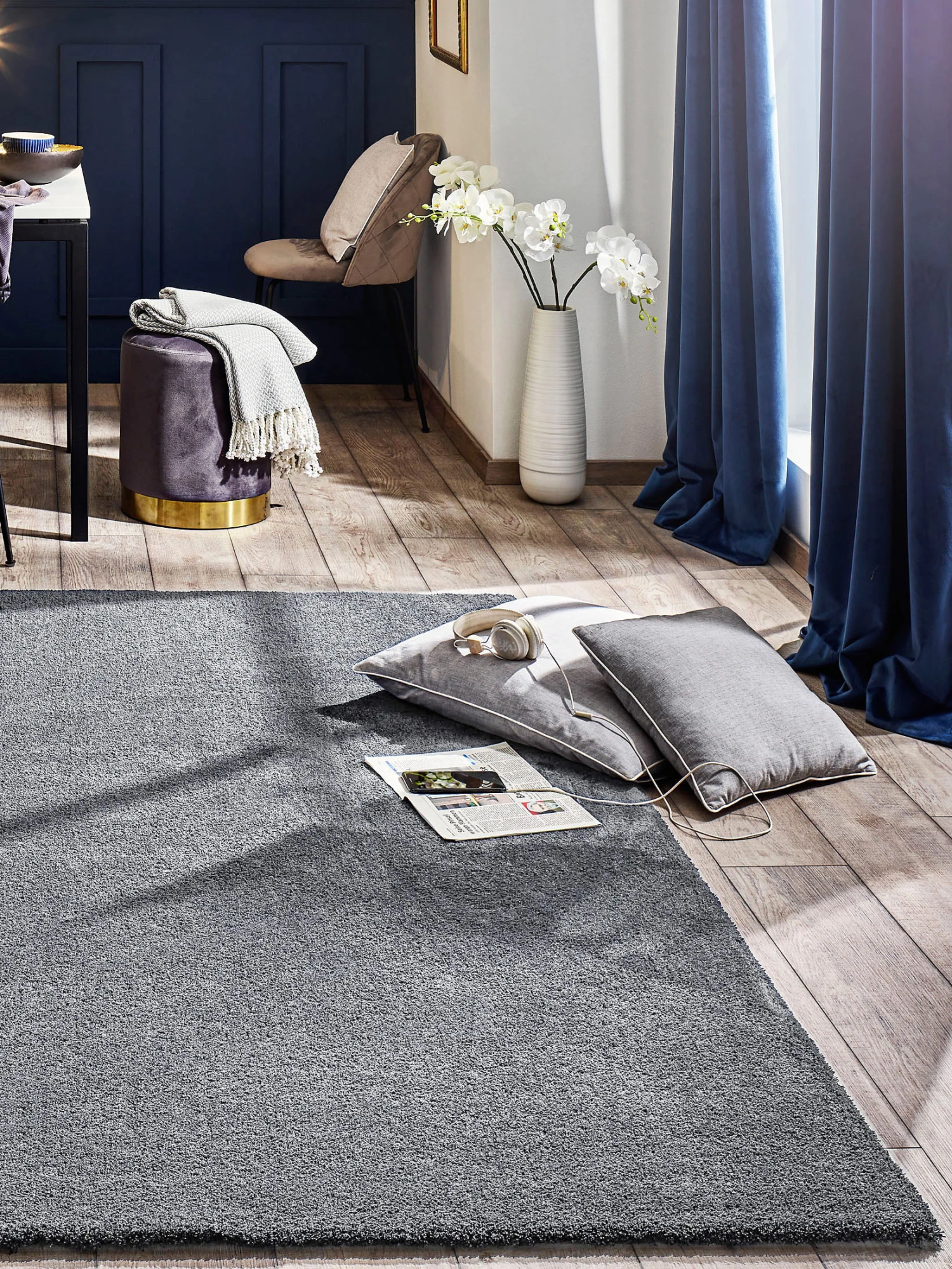 Hochflor-Teppich, Hellgrau Hochflor-Teppich, Hellgrau -Einrichtungsgegenstände Geschäft Sensation UniTeppich Hellgrau 160x230 mil