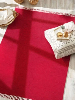 Baumwoll-Teppich, Himbeerrot