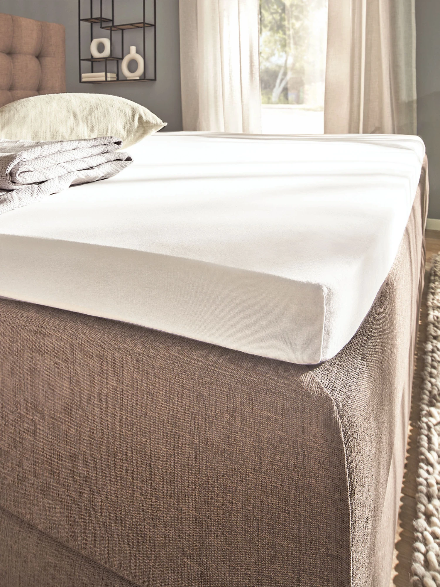 Spannbetttuch, Weiss Spannbetttuch, Weiss -Einrichtungsgegenstände Geschäft Sydney Spannbetttuch Weiss 100x200 mil