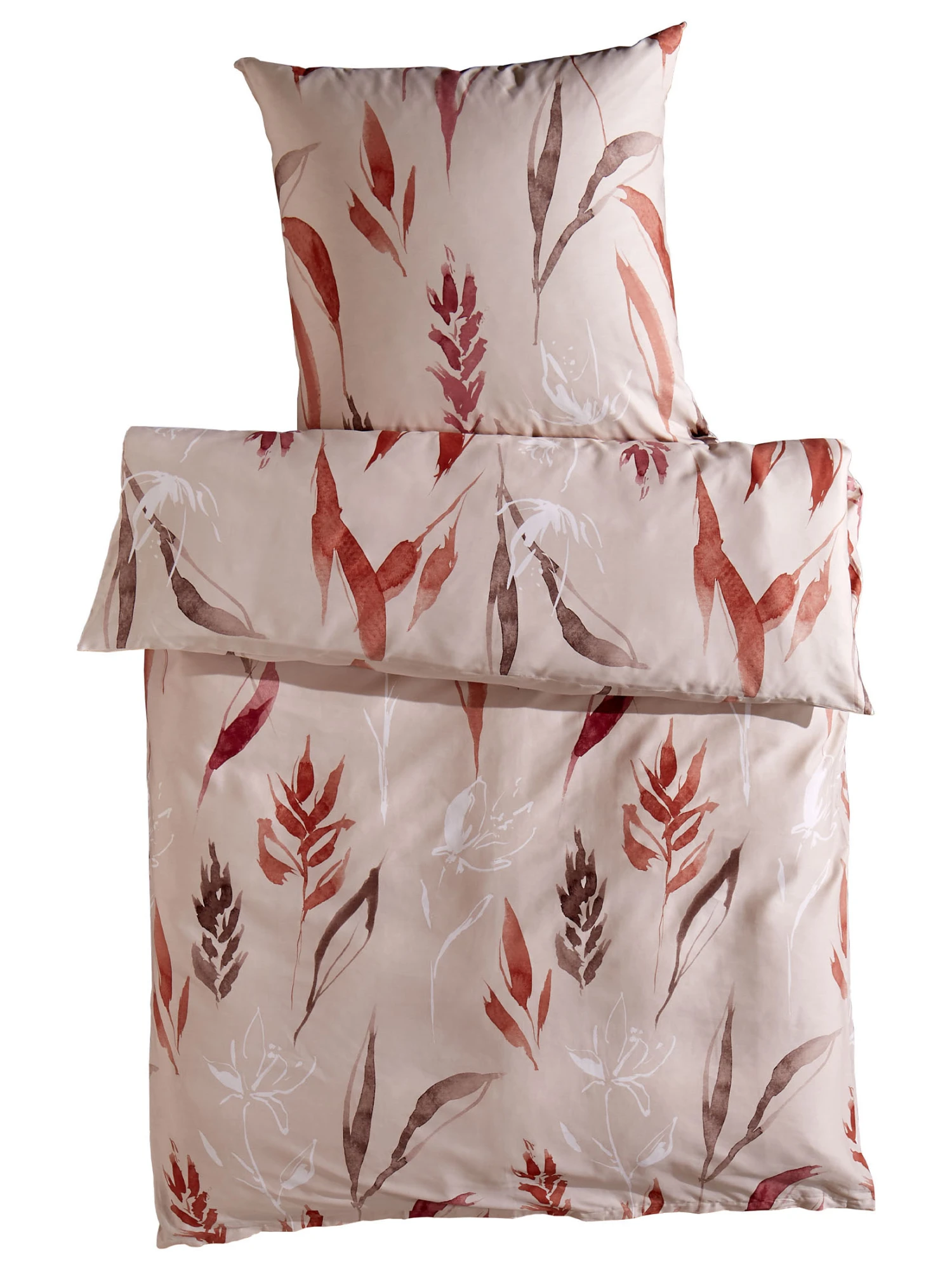 Satin-Bettwäsche, Braun/Bunt Satin-Bettwäsche, Braun/Bunt -Einrichtungsgegenstände Geschäft Teneri Bettwaesche Beige BraunBunt 135x200 pla