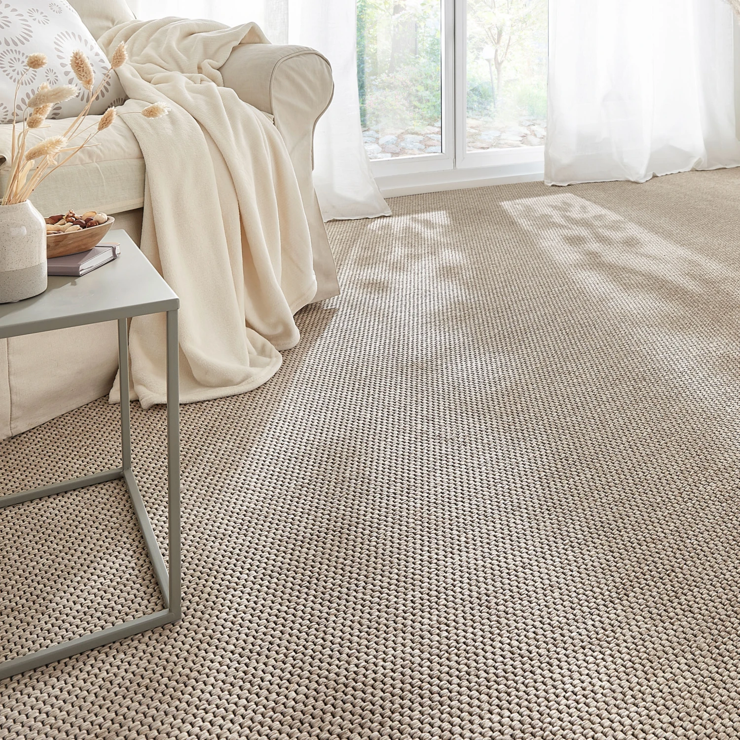 Flachgewebe-Teppichboden, Kiesel 12 Flachgewebe-Teppichboden, Kiesel 12 -Einrichtungsgegenstände Geschäft Tromsoe Teppichboden Beige Kiesel12 mil6