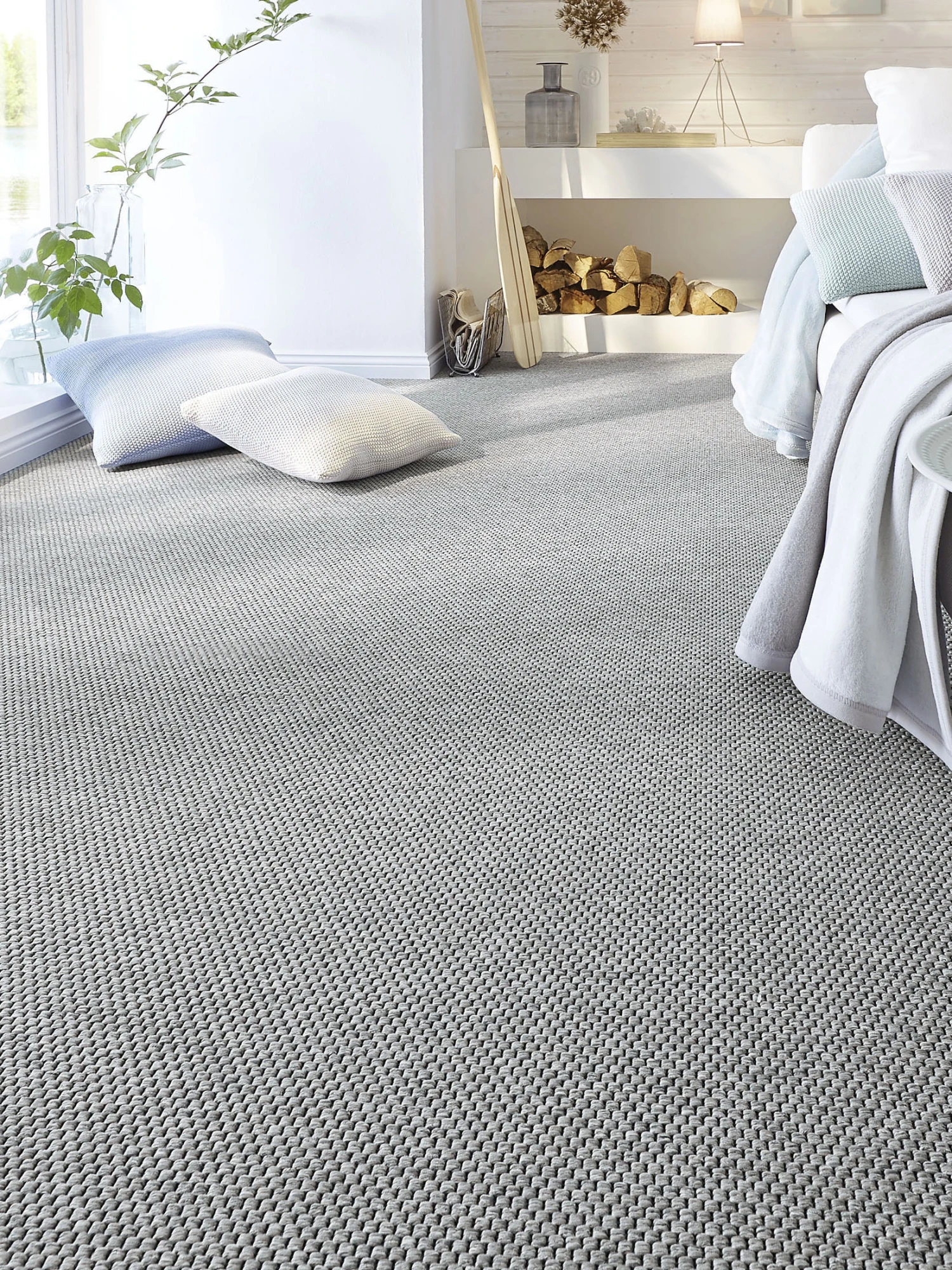 Flachgewebe-Teppichboden, Platin 21 Flachgewebe-Teppichboden, Platin 21 -Einrichtungsgegenstände Geschäft Tromsoe Teppichboden Hellgrau Platin21 mil