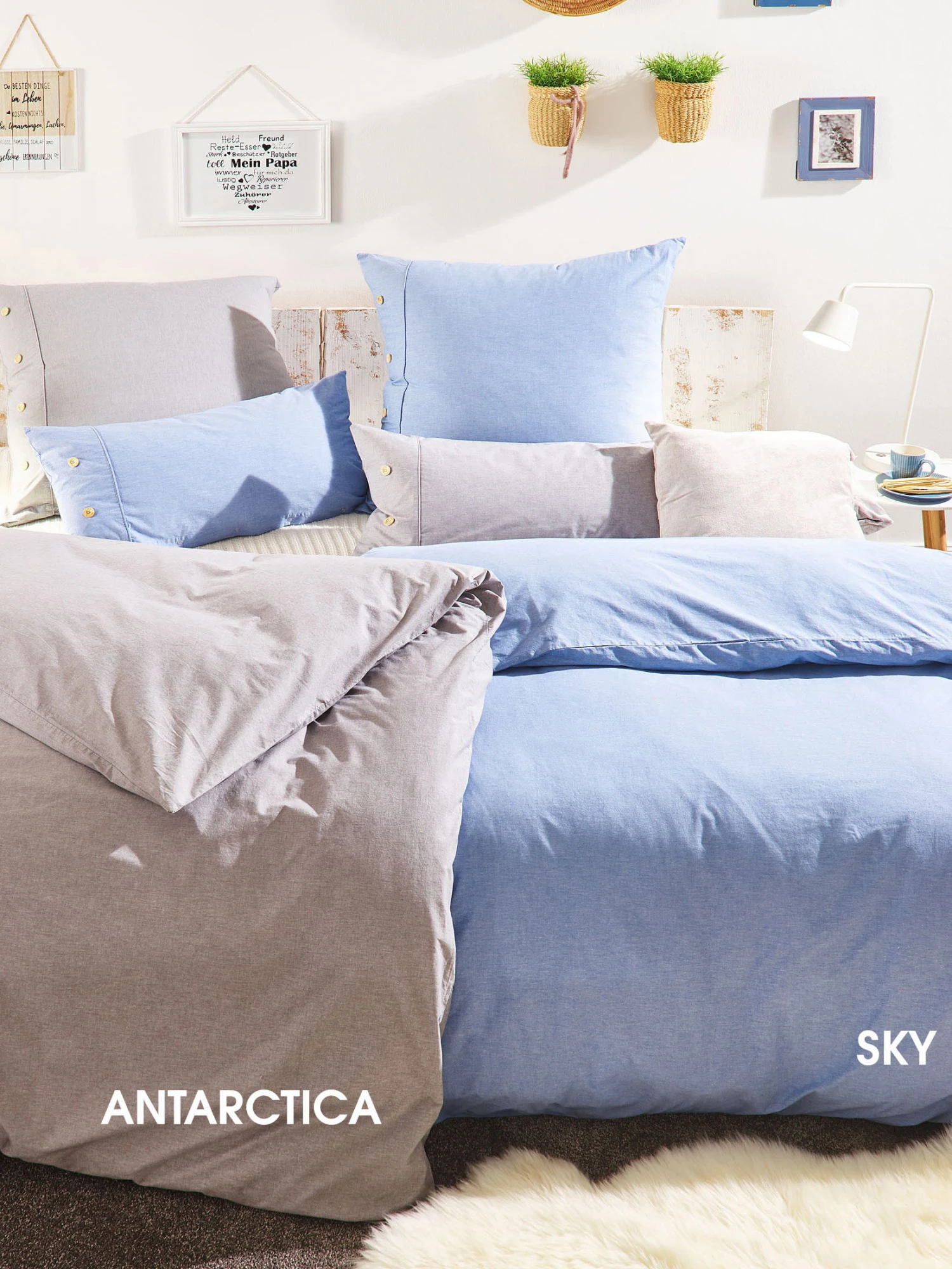 Bettwäsche, Sky Bettwäsche, Sky -Einrichtungsgegenstände Geschäft Vika Bettwaesche div 135x200 mil