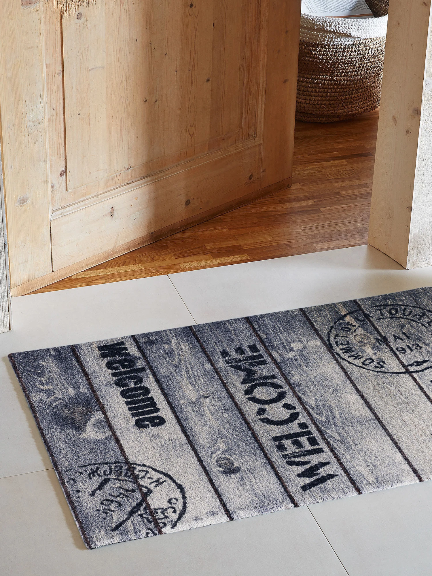 Fußmatte, Brown Fußmatte, Brown -Einrichtungsgegenstände Geschäft VintageWood Fussmatte grau braun mil